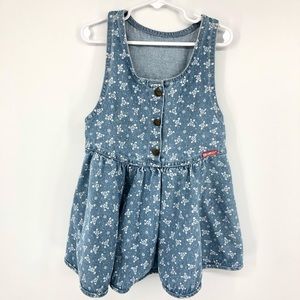 OshKosh Vtg Girls Floral Denim Dress Sz 4